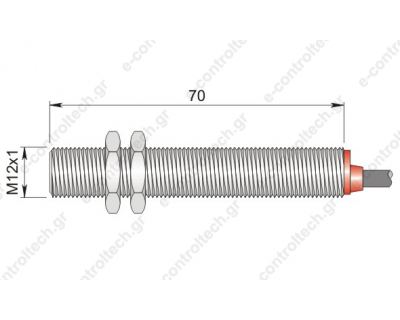 Μαγνητικός Διακόπτης M12 x 70 mm NO 250 Vac/dc με καλώδιο 2 m SMC-12LM NO AECO