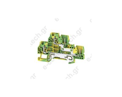 Κλέμα ράγας Γείωσης Διπλή κουμπωτή 2.5 mm2 ΠρασινοΚίτρινη 1815170000 ZDT2.5/2 PE