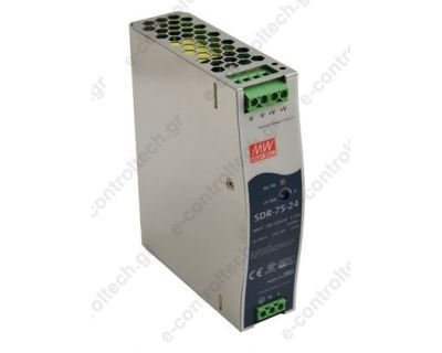 SDR-75-24 MEAN WELL Τροφοδοτικό Ράγας Slim 75W 24V 3,2A