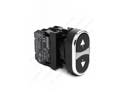 Μπουτόν Φ22 Διπλό με Μαύρα Βέλη και Λυχνία 2NO B101K20HHOK EMAS