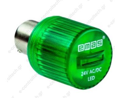 Λυχνία Πράσινη LED Σταθερή 24V AC/DC IKML024Y EMAS