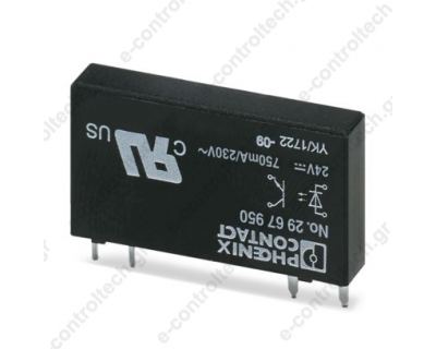 Ρελέ SSR 24VDC 1NO Out 24-253VAC 0.75A για κλεμορελέ Phoenix 2967950