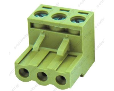 Κλέμα 3P Ζευγαρωτή Γωνιακή Θηλυκή 2.5mm2 12A P5.08 Πράσινη XY2500F-B-3P XIN