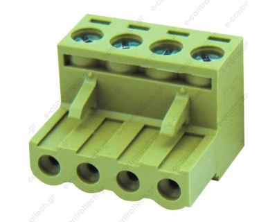 Κλέμα 4P Ζευγαρωτή Γωνιακή Θηλυκή 2.5mm2 12A P5.08 Πράσινη XY2500F-B-4P XIN