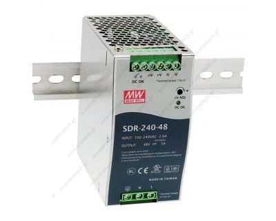 SDR-240-24 MEAN WELL Τροφοδοτικό ράγας, 240W 24V 10A slim