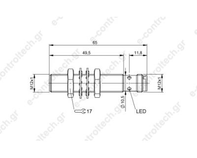 Proxim M12X65 mm PNP NO 10-30VDC 4 mm με βύσμα M12/3 BES0068 BALLUF