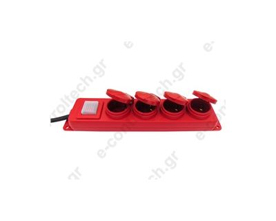 Πολύπριζο Βιομηχανικό με Διακόπτη ασφαλείας 4 θέσεων 3Χ1,5 Κόκκινο G04MPK BNG