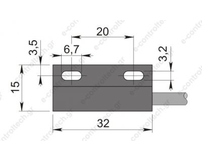 Μαγνητικός Διακόπτης 32X15mm, 1C/O, Ανίχνευση 17mm, καλώδιο 2 m, SMP-302 S, AECO