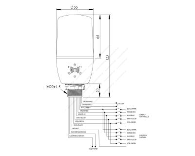 Φάρος Πολλών Χρωμάτων LED και Σειρήνα 90dB για PLC 24V AC/DC IF5P024ZM05 EMAS