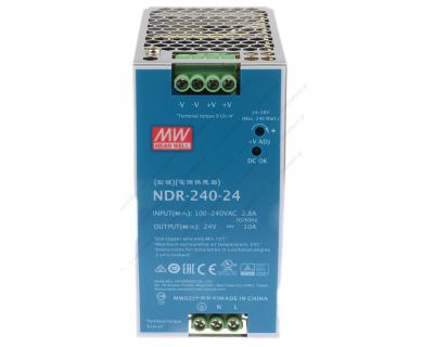 NDR-240-24 MEAN WELL Τροφοδοτικό Ράγας Slim 240W 24V 10A