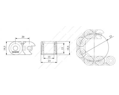 Ερπύστρια Αλυσίδα Καλωδίων Εσωτερικά 15x15mm R:40mm HKP015015R1A