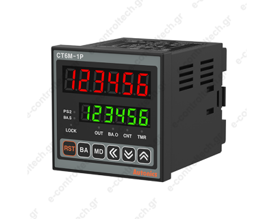 Μετρητής-Χρονικό ψηφιακό 72X72mm 1 set point 24VAC ή 24-48VDC CT6M-1P2 Autonics