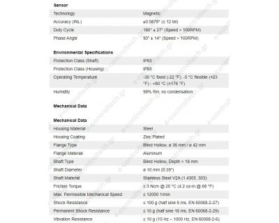 Παλμογεννήτρια προγραμματιζόμενη incremental Φ37 με Οπή 10 mm Καλ.2m POSITAL